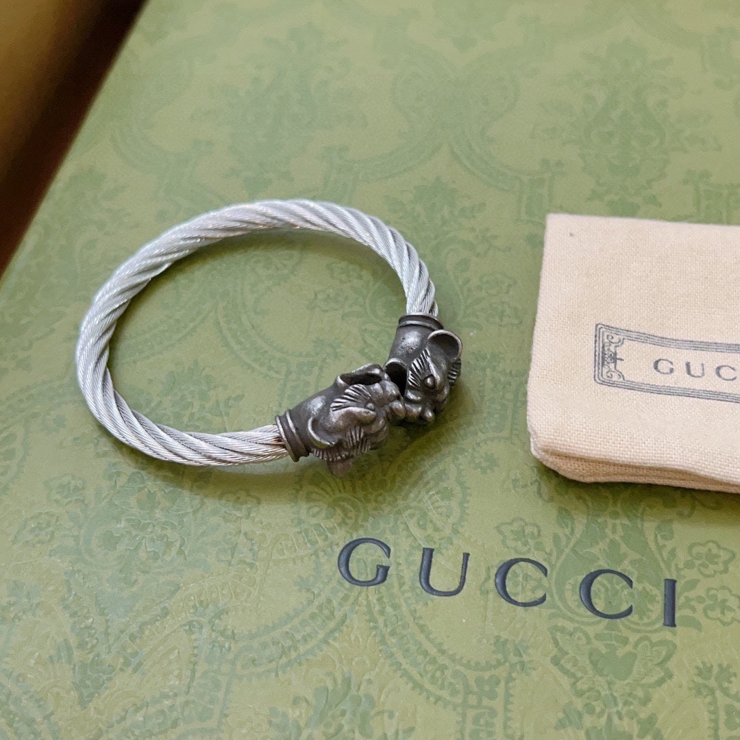 Gucci Double G Double Tiger Head Vintage Bracelet