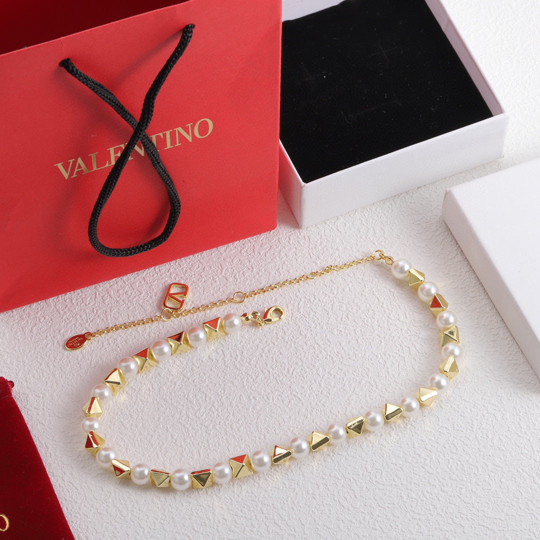Valentino Rockstud Pearl Necklace