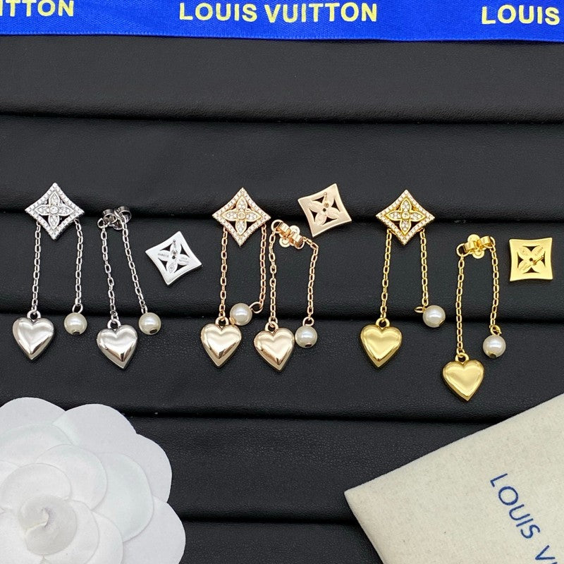 Louis Vuitton Pearl Diamond Drop Earrings - 18K Gold