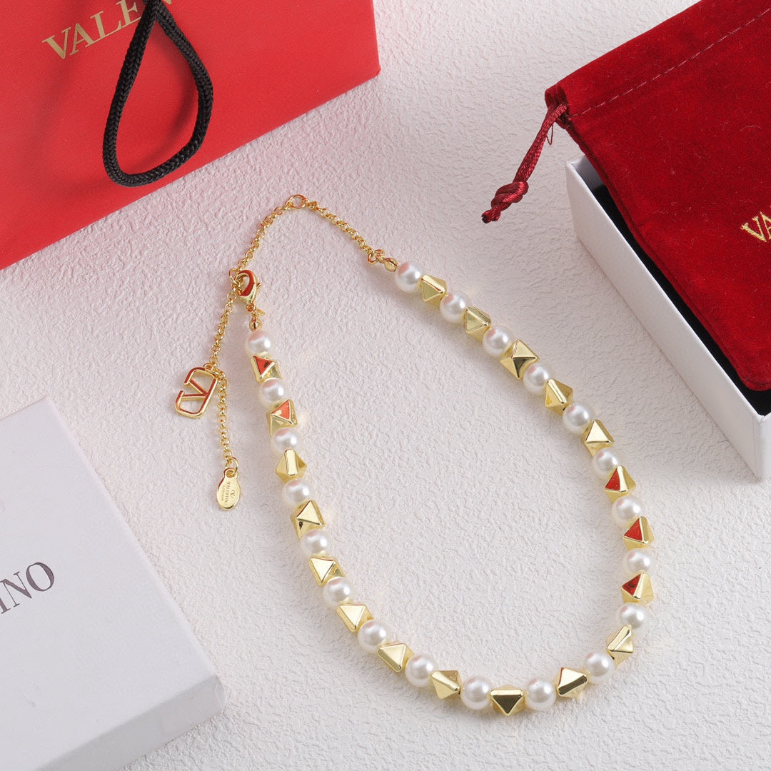 Valentino Rockstud Pearl Necklace