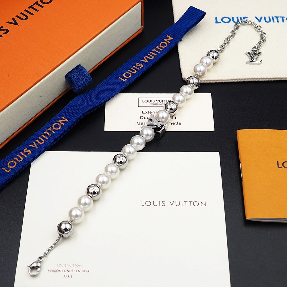 Louis Vuitton Monogram White Pearl Bracelet