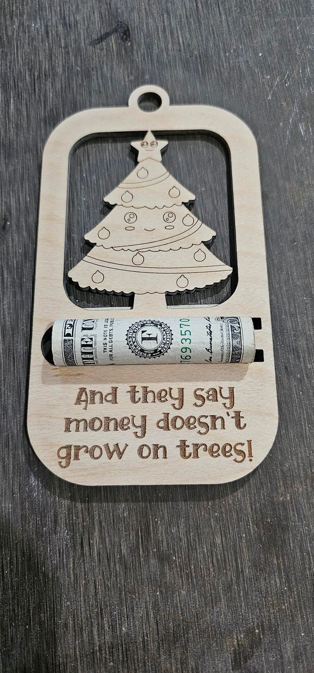Wooden Christmas Cash Holder Ornament