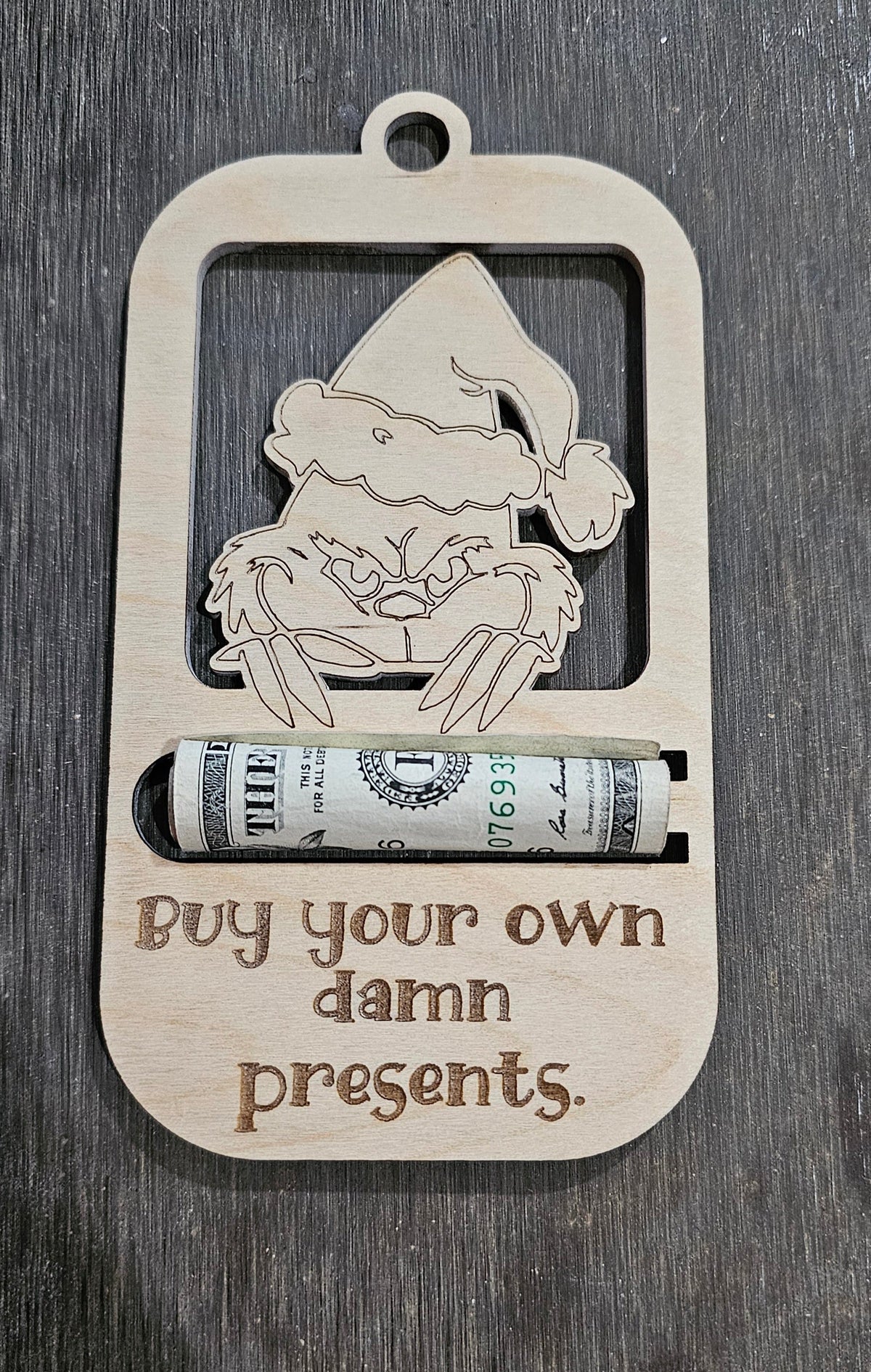 Wooden Christmas Cash Holder Ornament