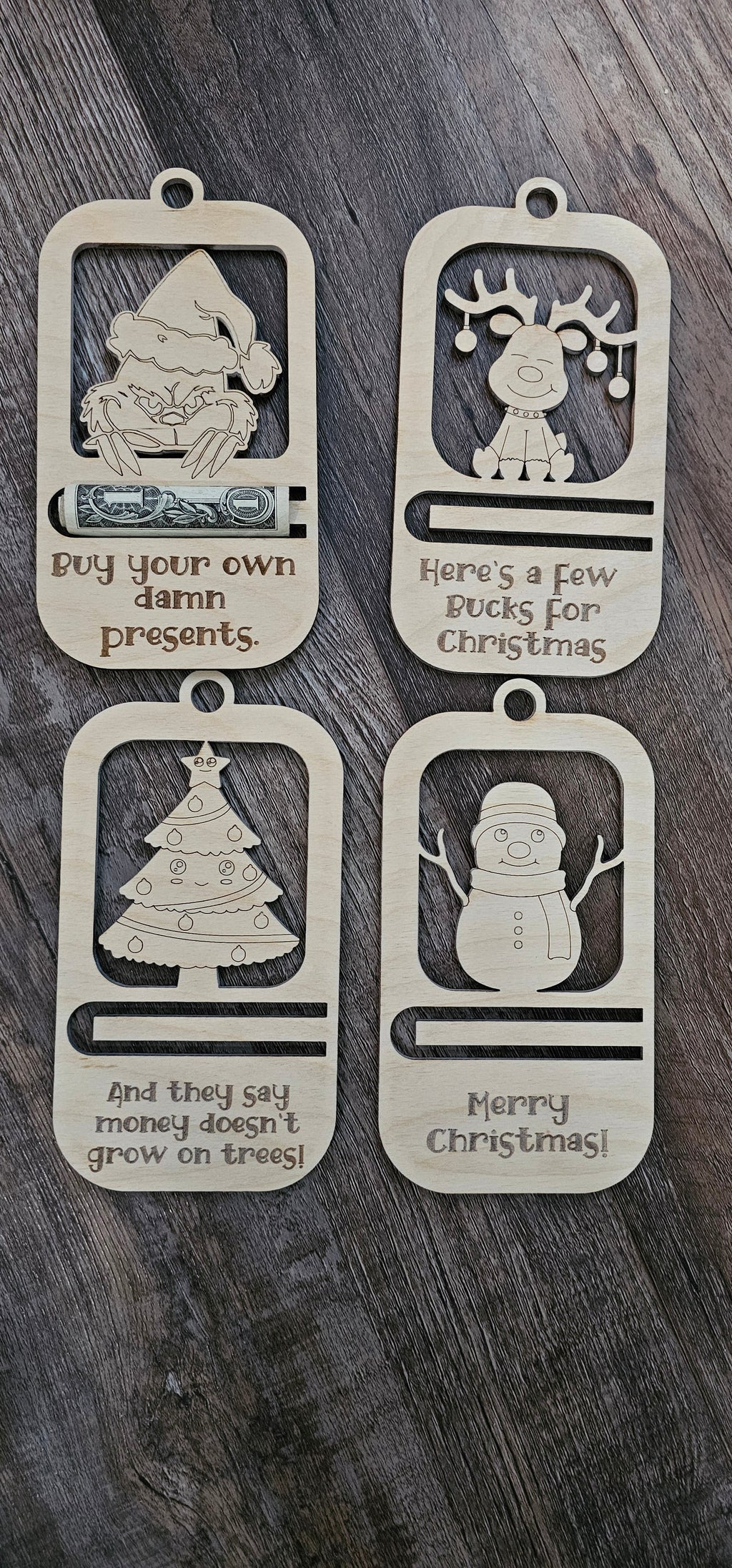 Wooden Christmas Cash Holder Ornament
