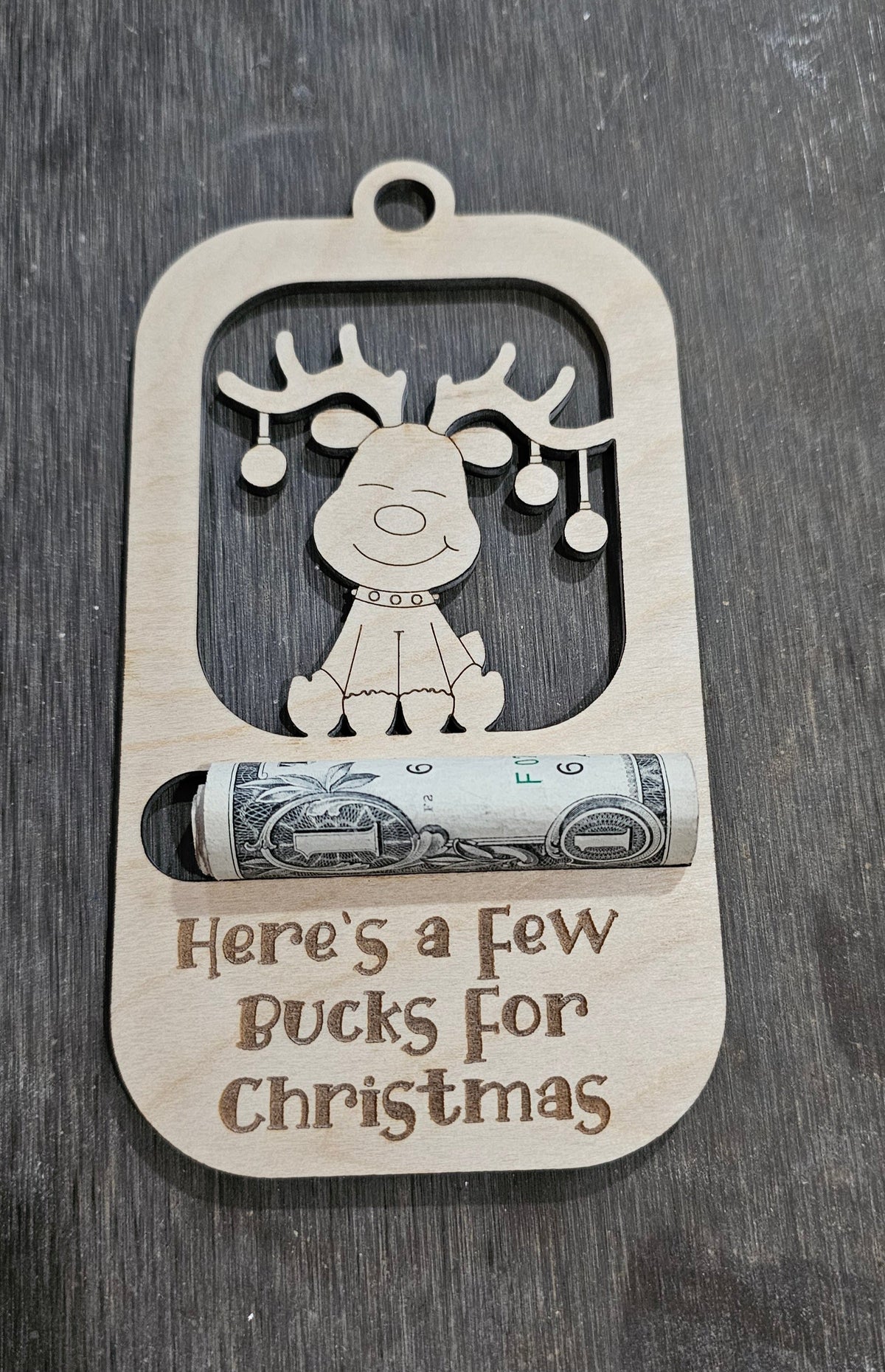 Wooden Christmas Cash Holder Ornament
